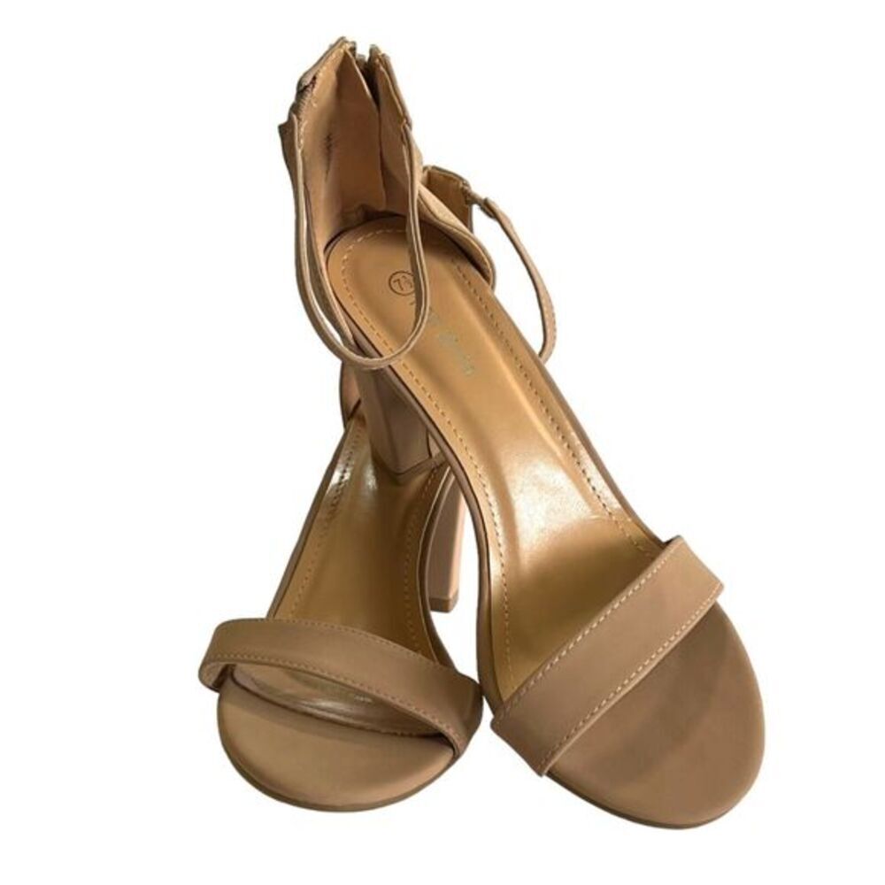 Top‎ Moda Women's Tan High Heel Sandals With Zipper Closure Size 7.5 Hannah-1